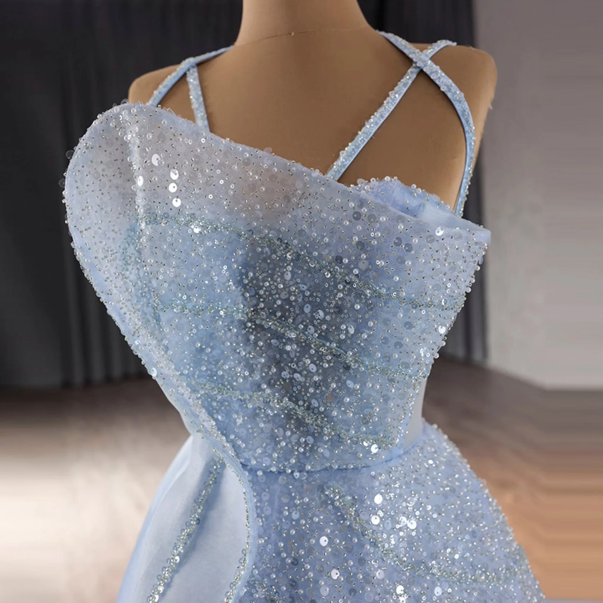 Luxury Sequins Long Formal Dress Evening Dress with Spagehtti Strap