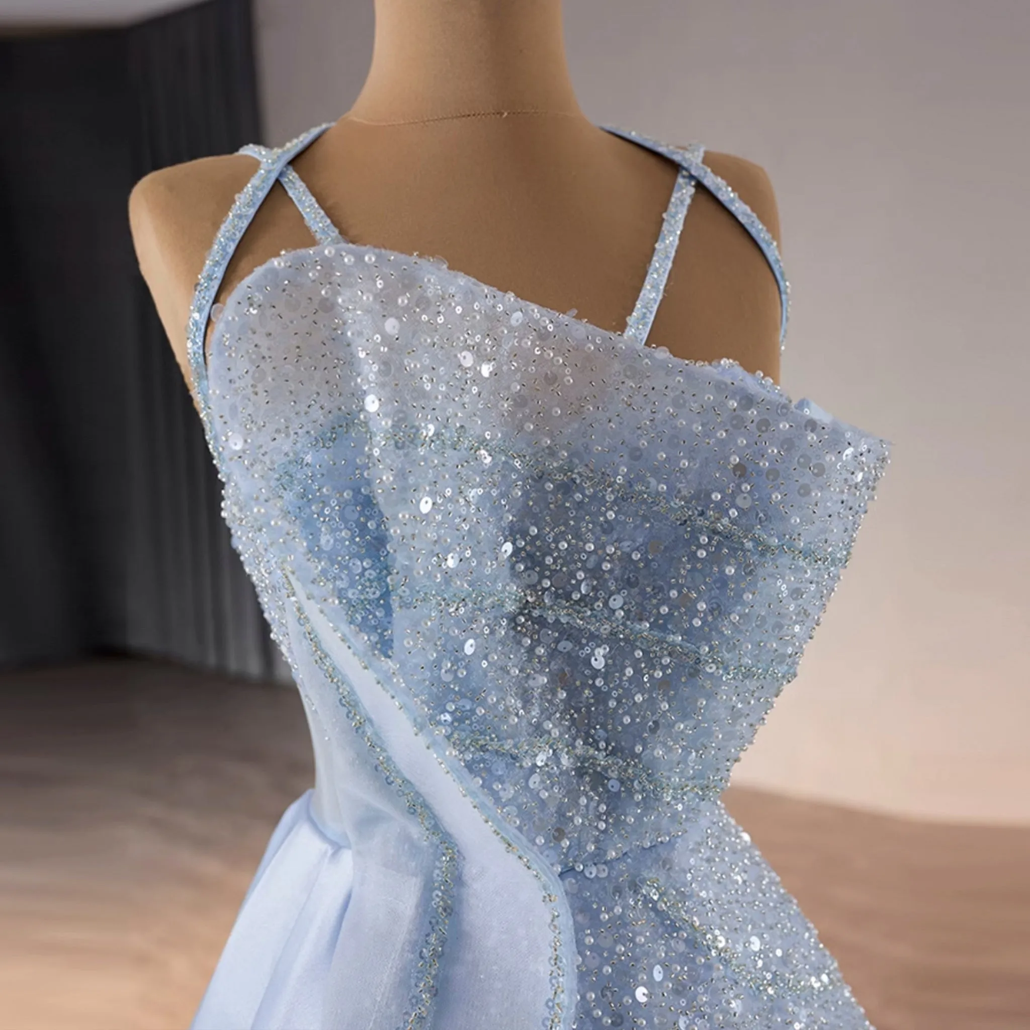 Luxury Sequins Long Formal Dress Evening Dress with Spagehtti Strap