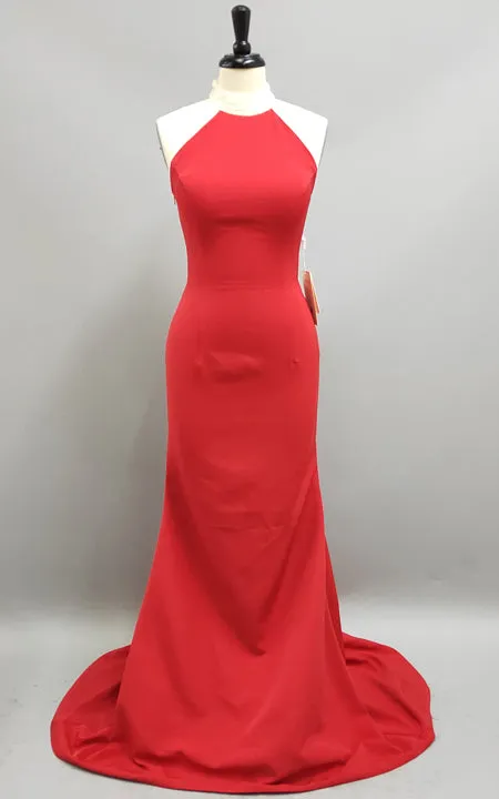 Mermaid Halter Chiffon Lace Backless Dress-331548