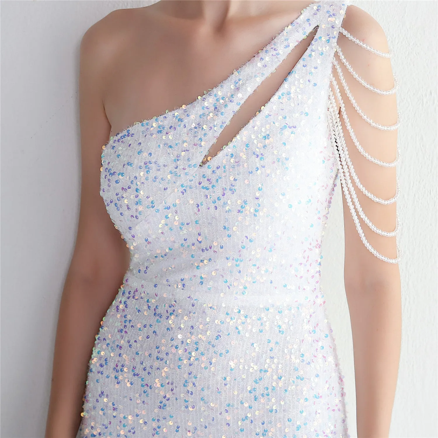 Mermaid One Shoulder Wedding Dress Sleeveless Prom Dresses Slim Party Dress