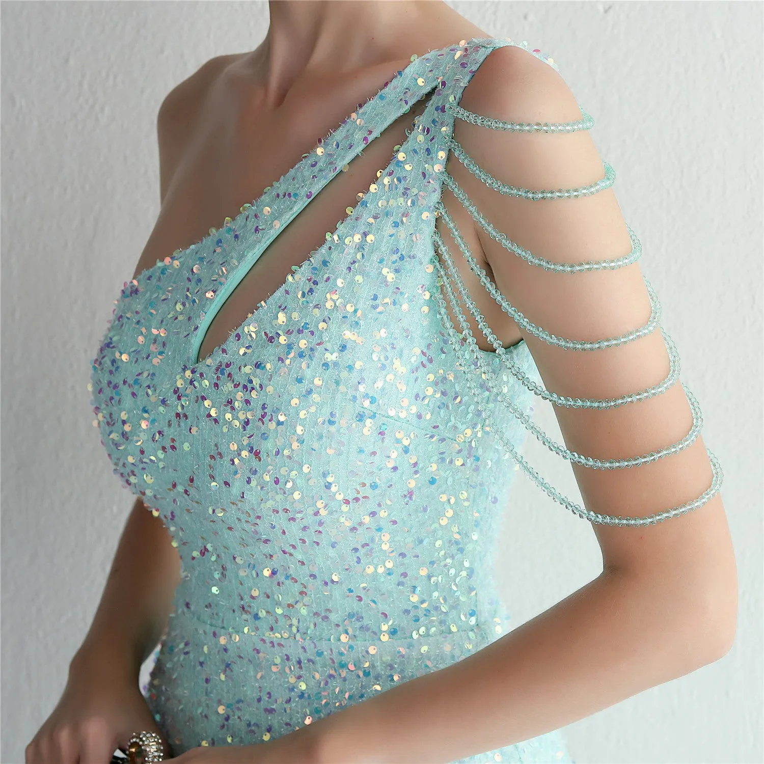 Mermaid One Shoulder Wedding Dress Sleeveless Prom Dresses Slim Party Dress