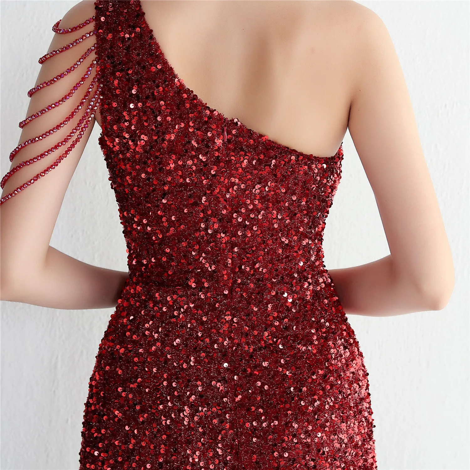 Mermaid One Shoulder Wedding Dress Sleeveless Prom Dresses Slim Party Dress
