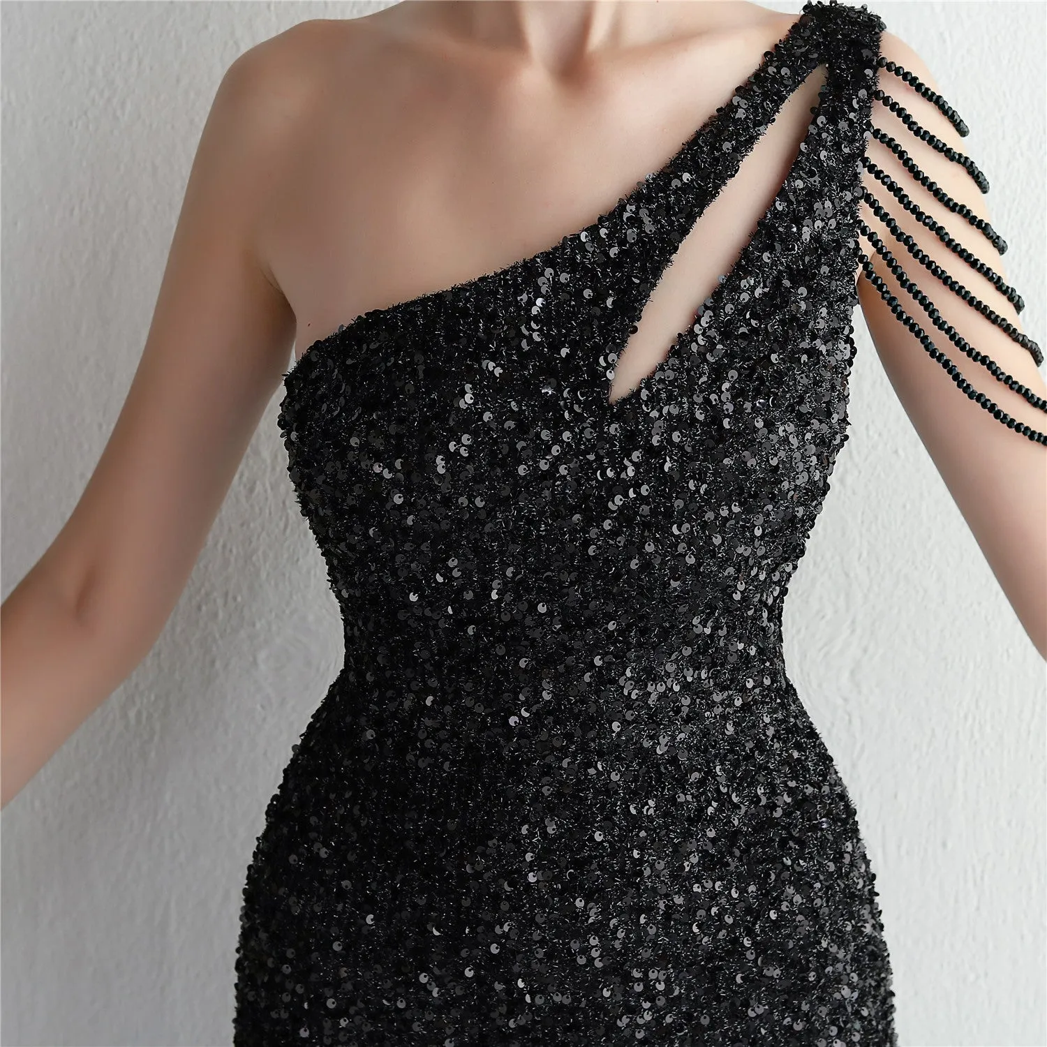 Mermaid One Shoulder Wedding Dress Sleeveless Prom Dresses Slim Party Dress