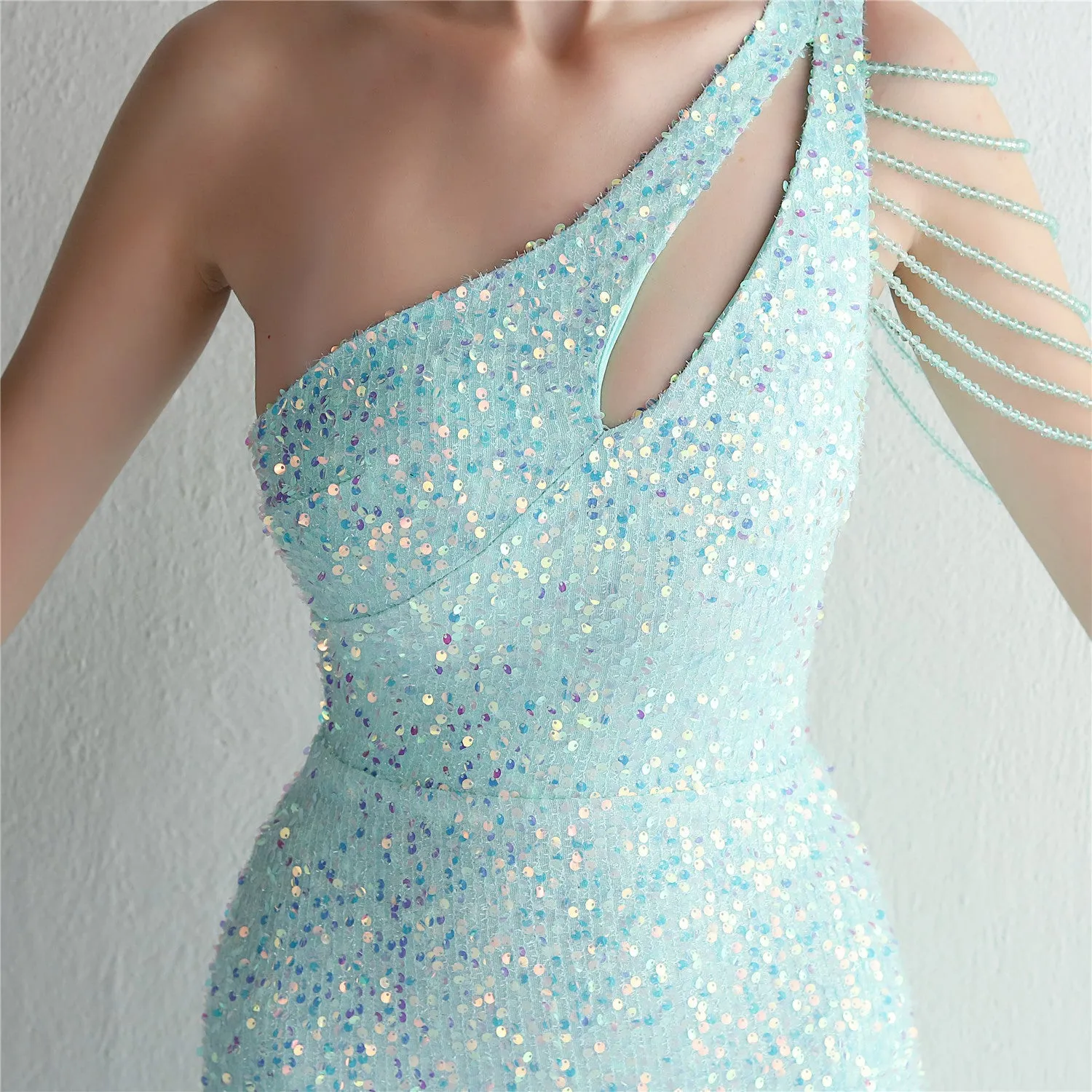 Mermaid One Shoulder Wedding Dress Sleeveless Prom Dresses Slim Party Dress