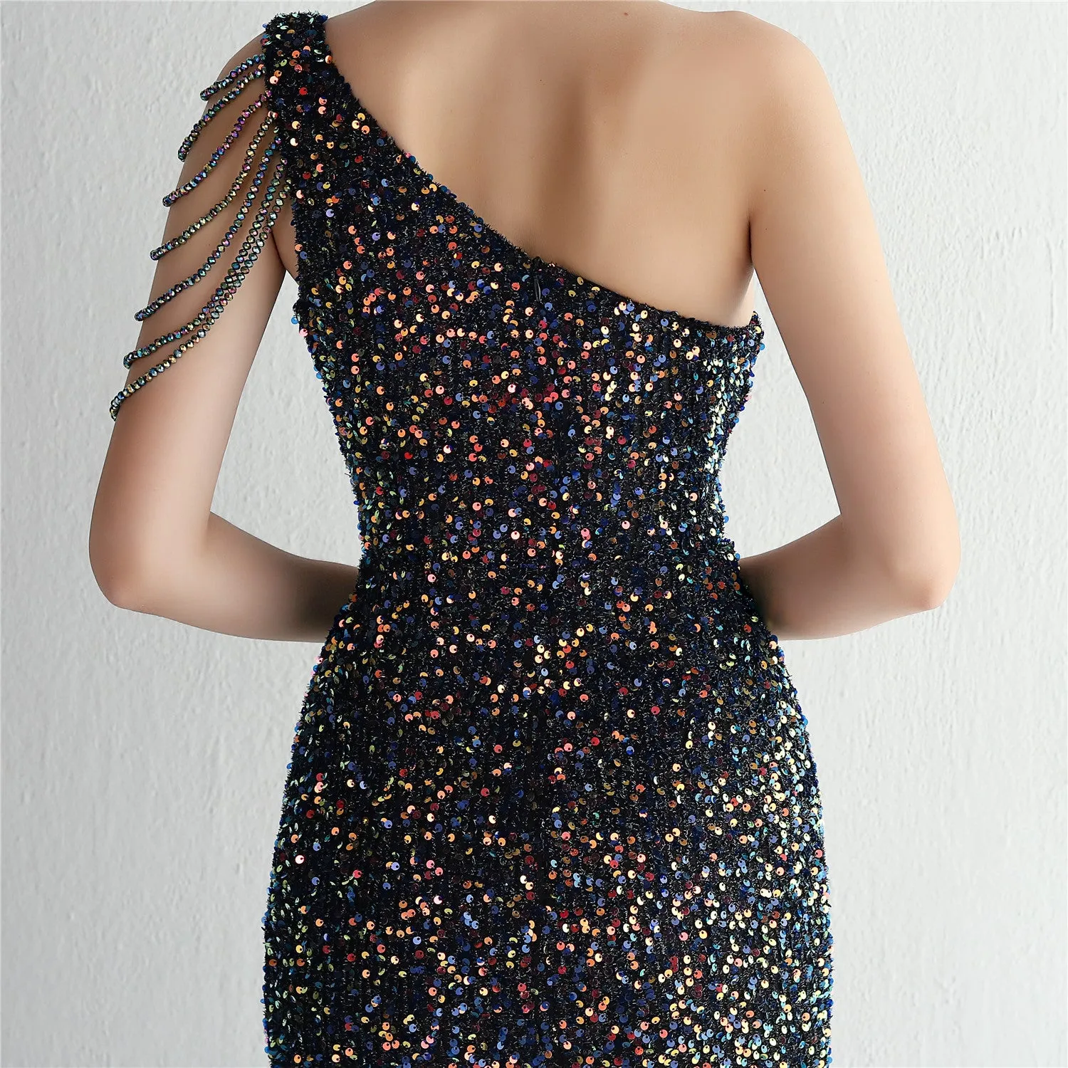 Mermaid One Shoulder Wedding Dress Sleeveless Prom Dresses Slim Party Dress