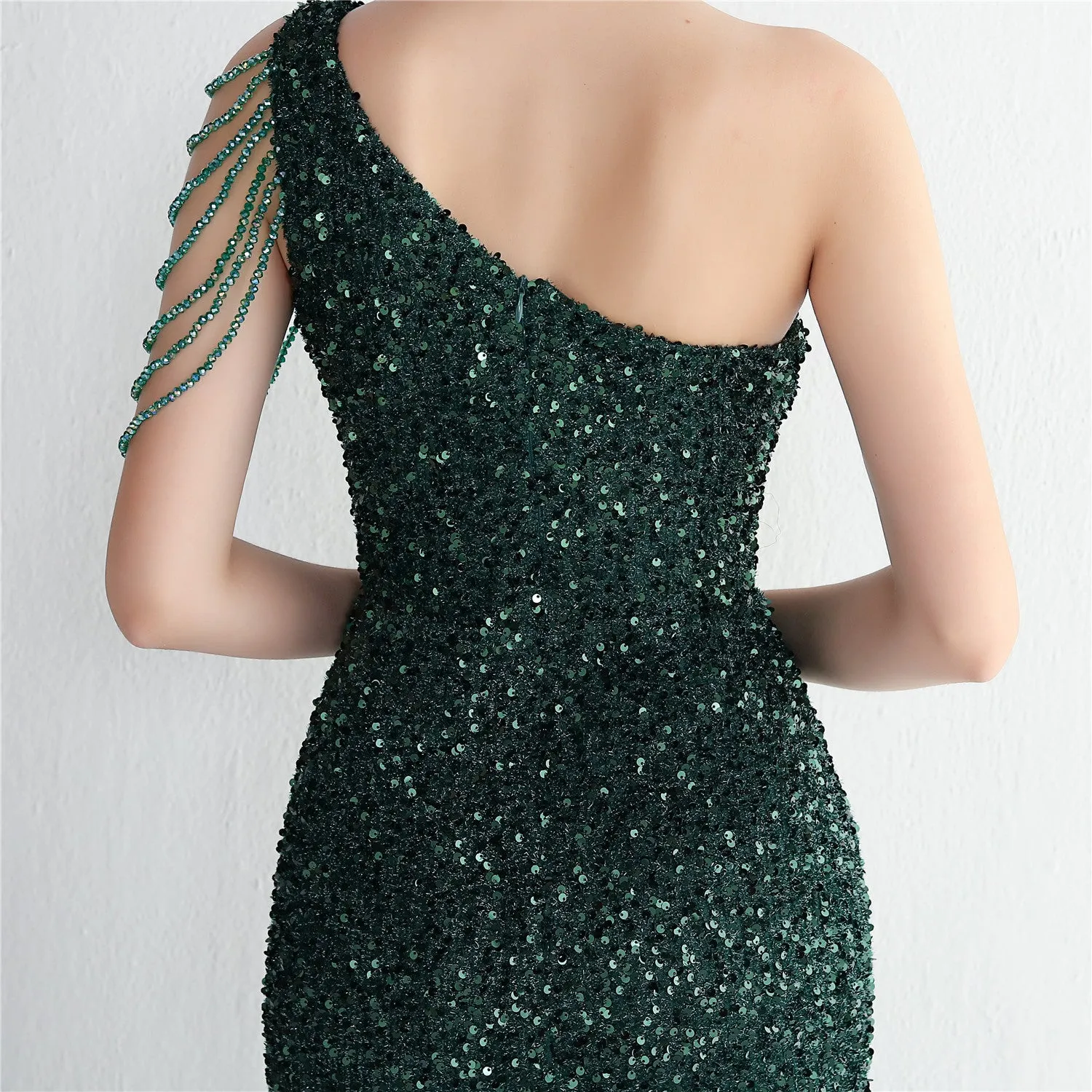 Mermaid One Shoulder Wedding Dress Sleeveless Prom Dresses Slim Party Dress