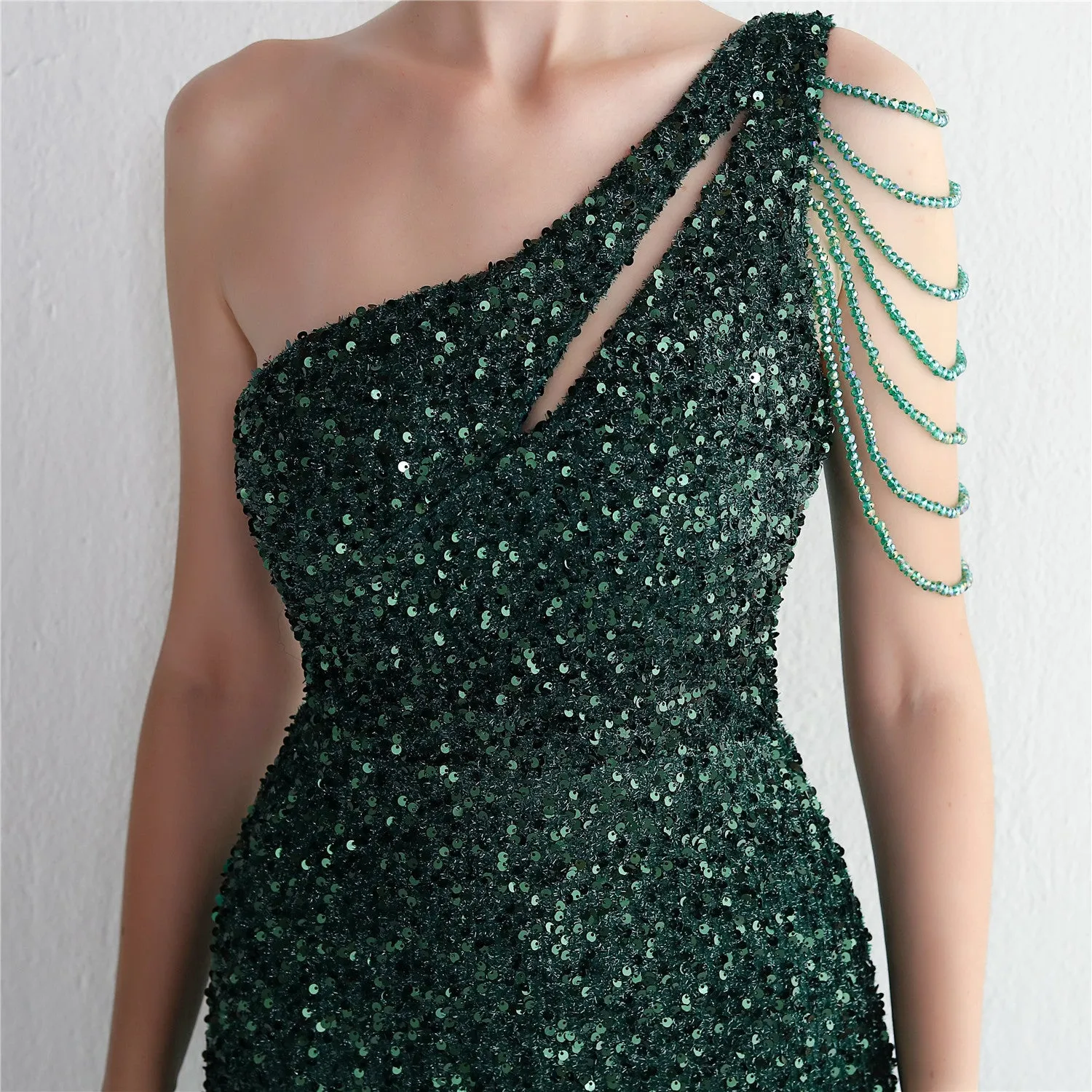 Mermaid One Shoulder Wedding Dress Sleeveless Prom Dresses Slim Party Dress