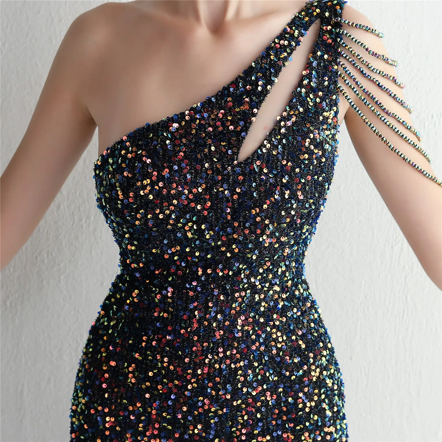 Mermaid One Shoulder Wedding Dress Sleeveless Prom Dresses Slim Party Dress