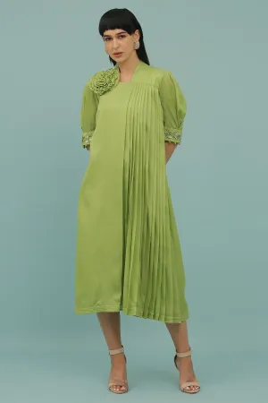 Mint Green Pleated A-Line Dress