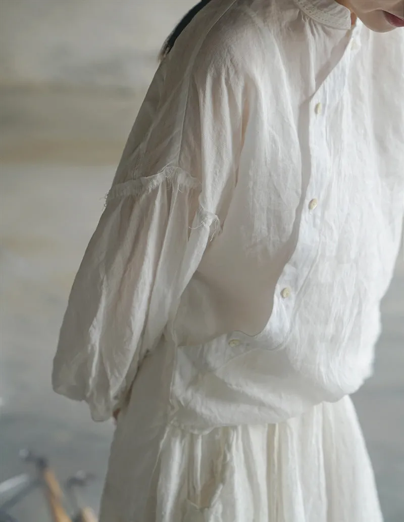 Modern Cheongsam Qipao Top in White