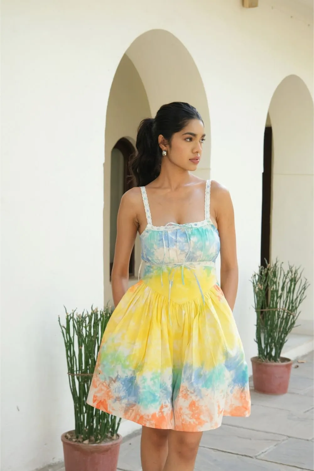 Multi Color Tie-Dye Dye Mini Dress