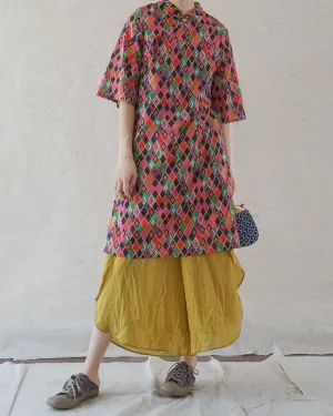 Multi Colour Geometric Cheongsam Dress