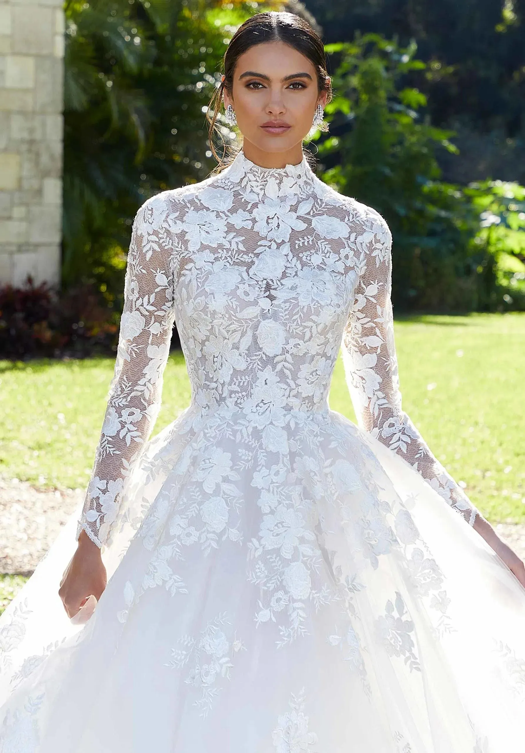 Muslim Women's Wedding Dresses Lace Applique Long Sleeve High Collar A-Line Princess Bridal Gowns свадебное платье Vestido