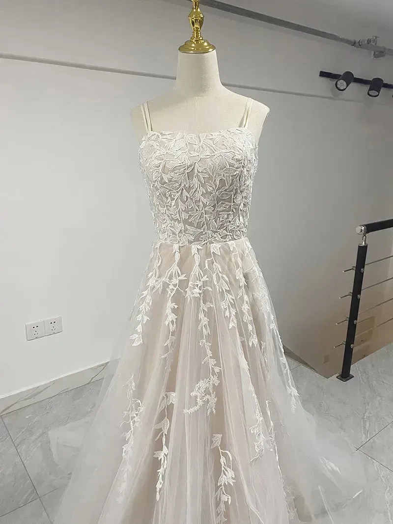 New Simple Lace Boho Wedding Dress Lace Up Plus Size Custom Made Sexy A Line Bridal Dresses Vestido De Noiva Robe De Mariee