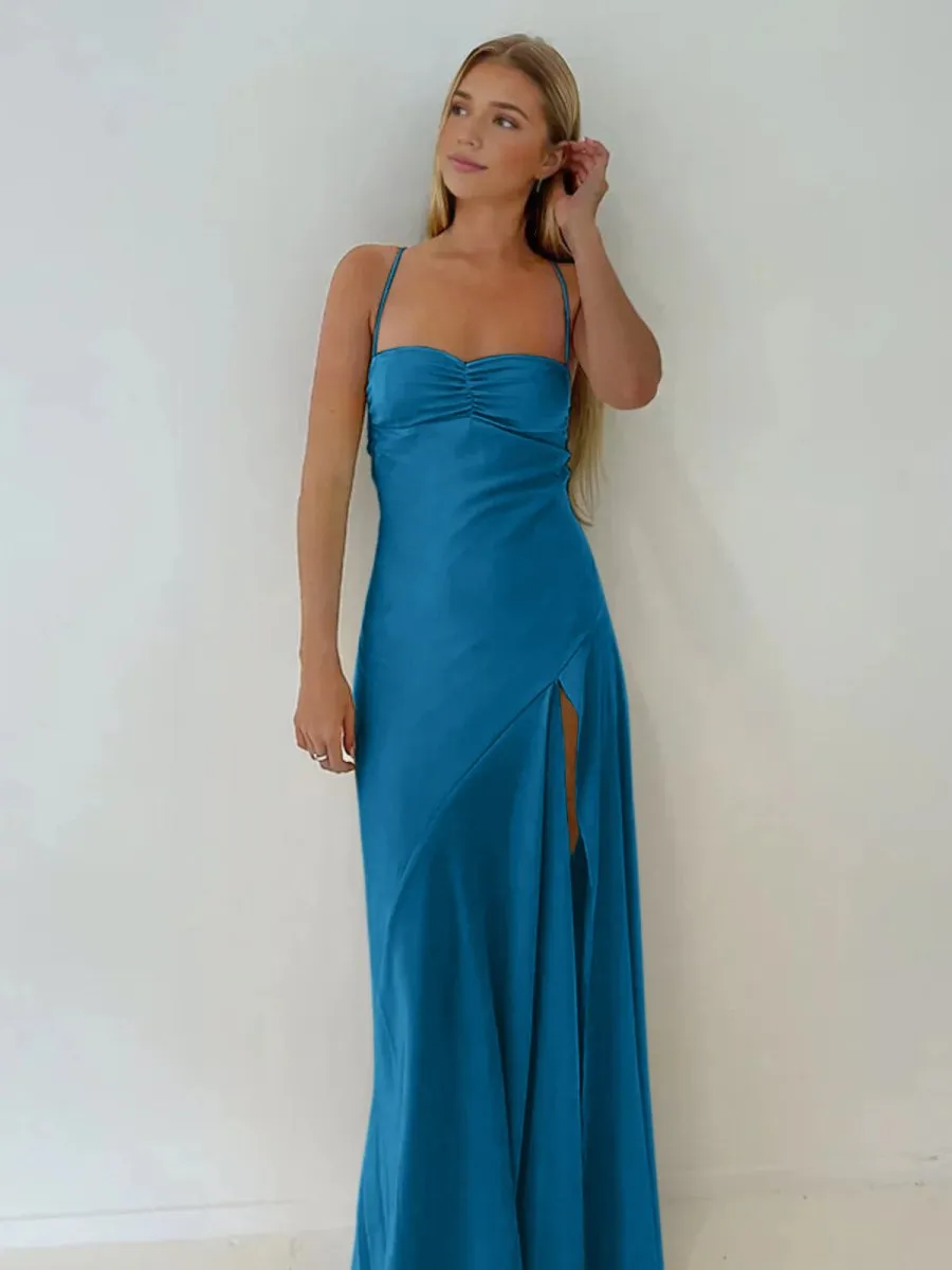 Notori | Spaghetti Straps Sheath Long Prom Dresses With Split