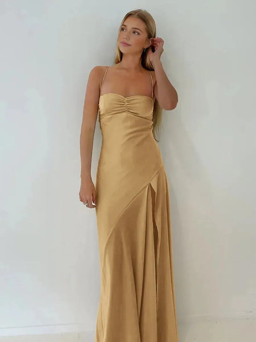 Notori | Spaghetti Straps Sheath Long Prom Dresses With Split