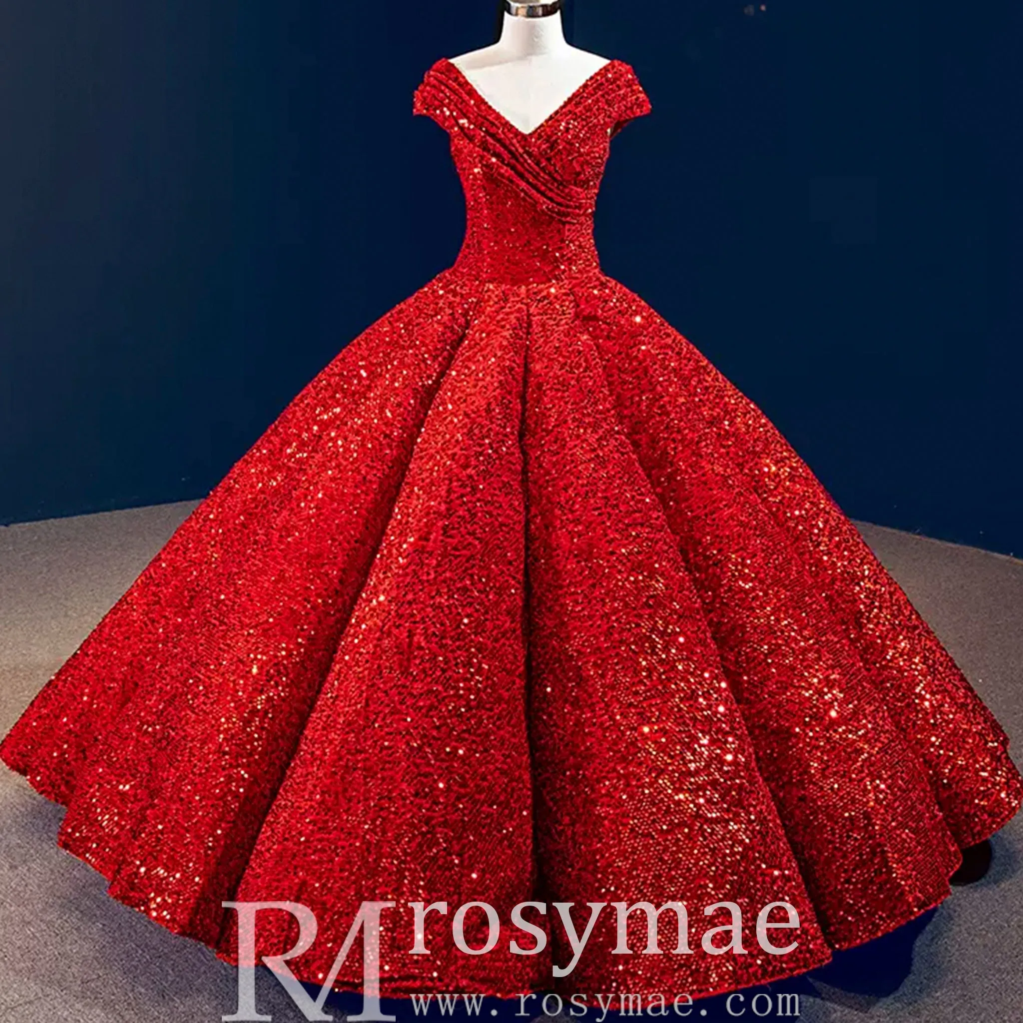 One Shoulder Puffy Skirt Sparkly Quinceanera Dresses