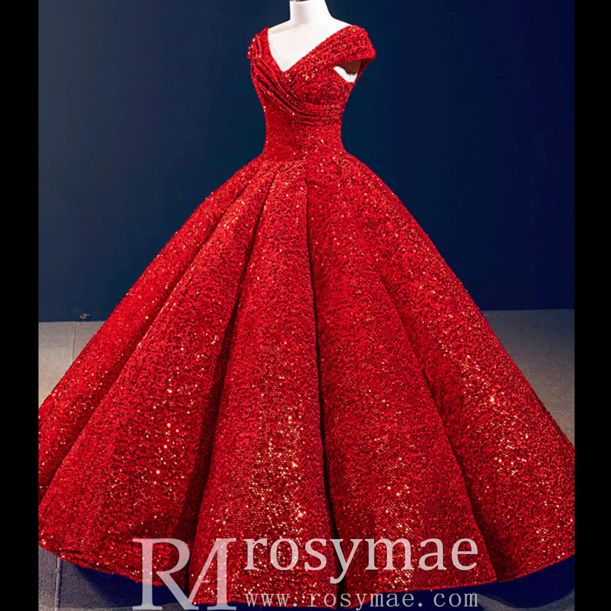 One Shoulder Puffy Skirt Sparkly Quinceanera Dresses