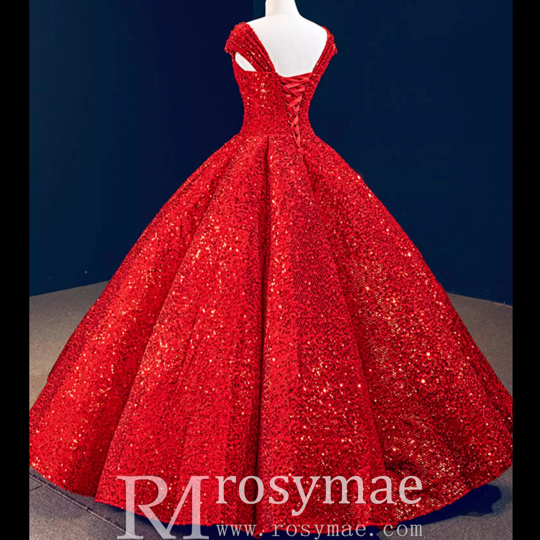 One Shoulder Puffy Skirt Sparkly Quinceanera Dresses