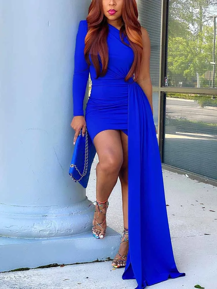 One Shoulder Ruched Party Dress