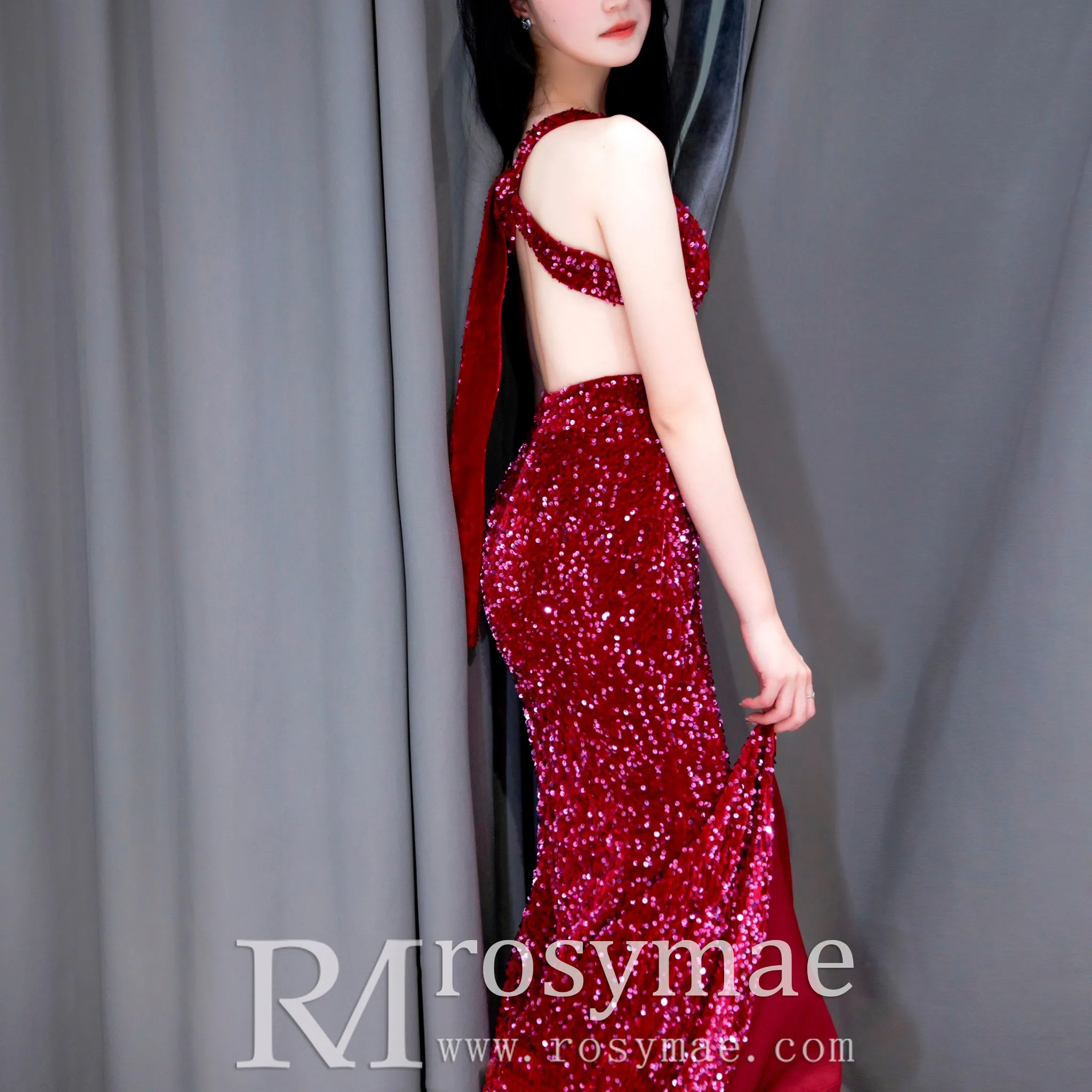 One Shoulder Sequin Evening Gowns Party Fomal Dresses for Women