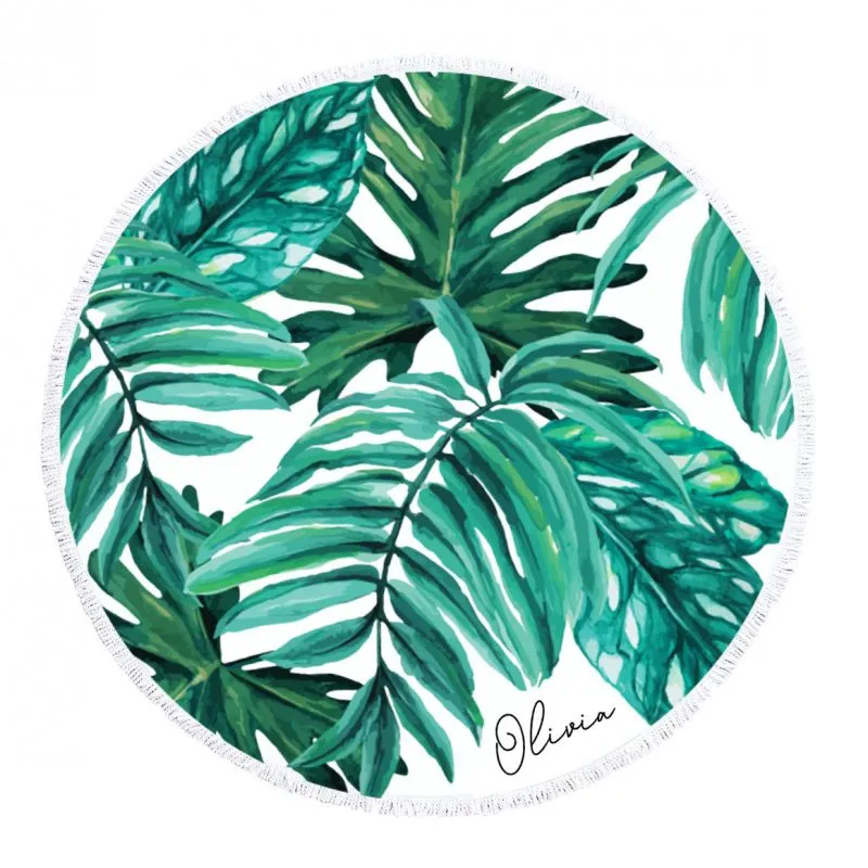 Personalized Palm Leaf Round Towel