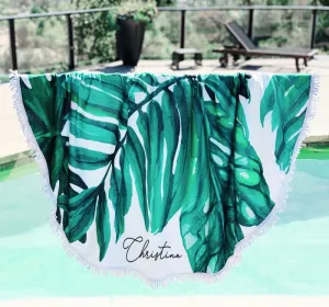 Personalized Palm Leaf Round Towel