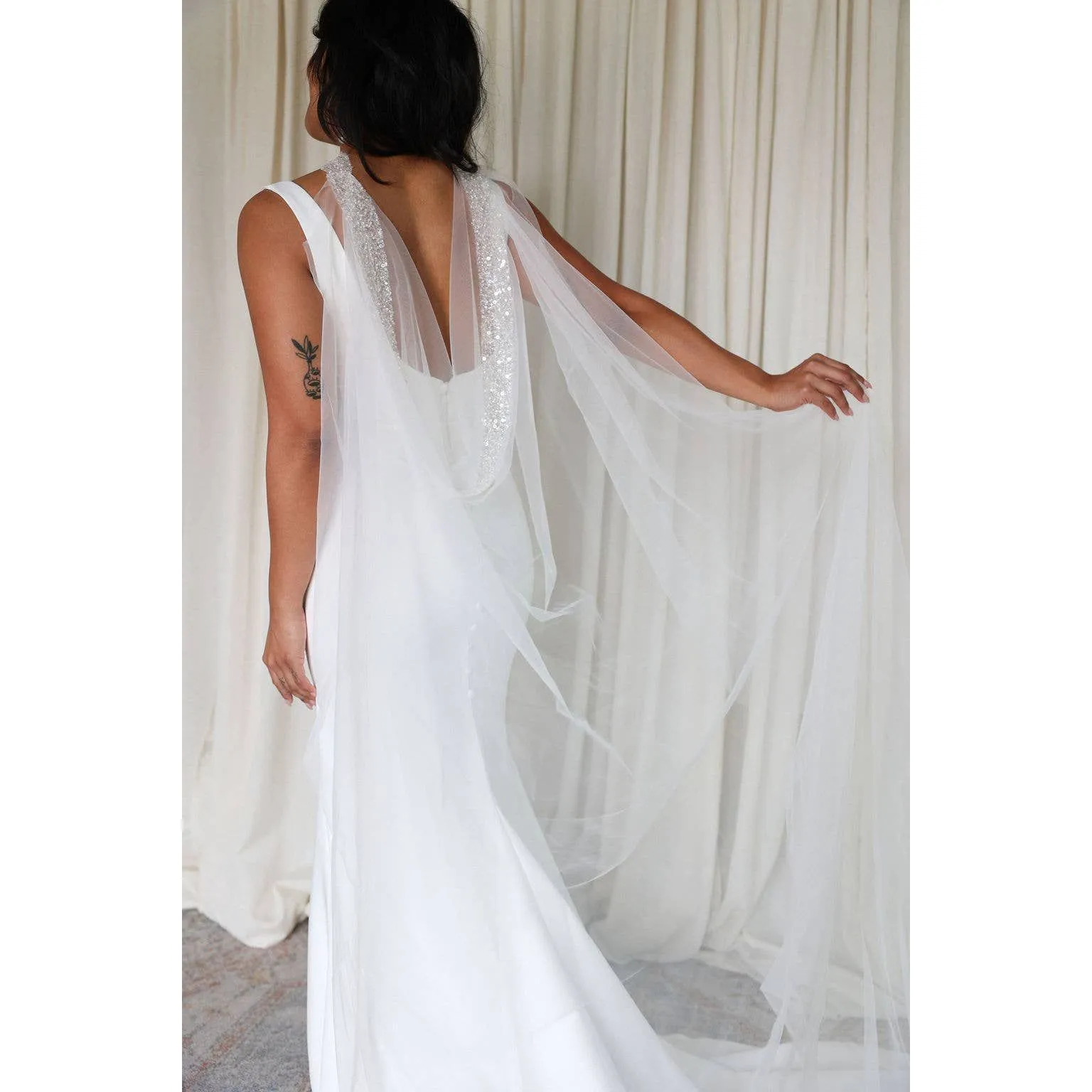 Petite Mariee Boutique - Este Sequin Bridal Cape