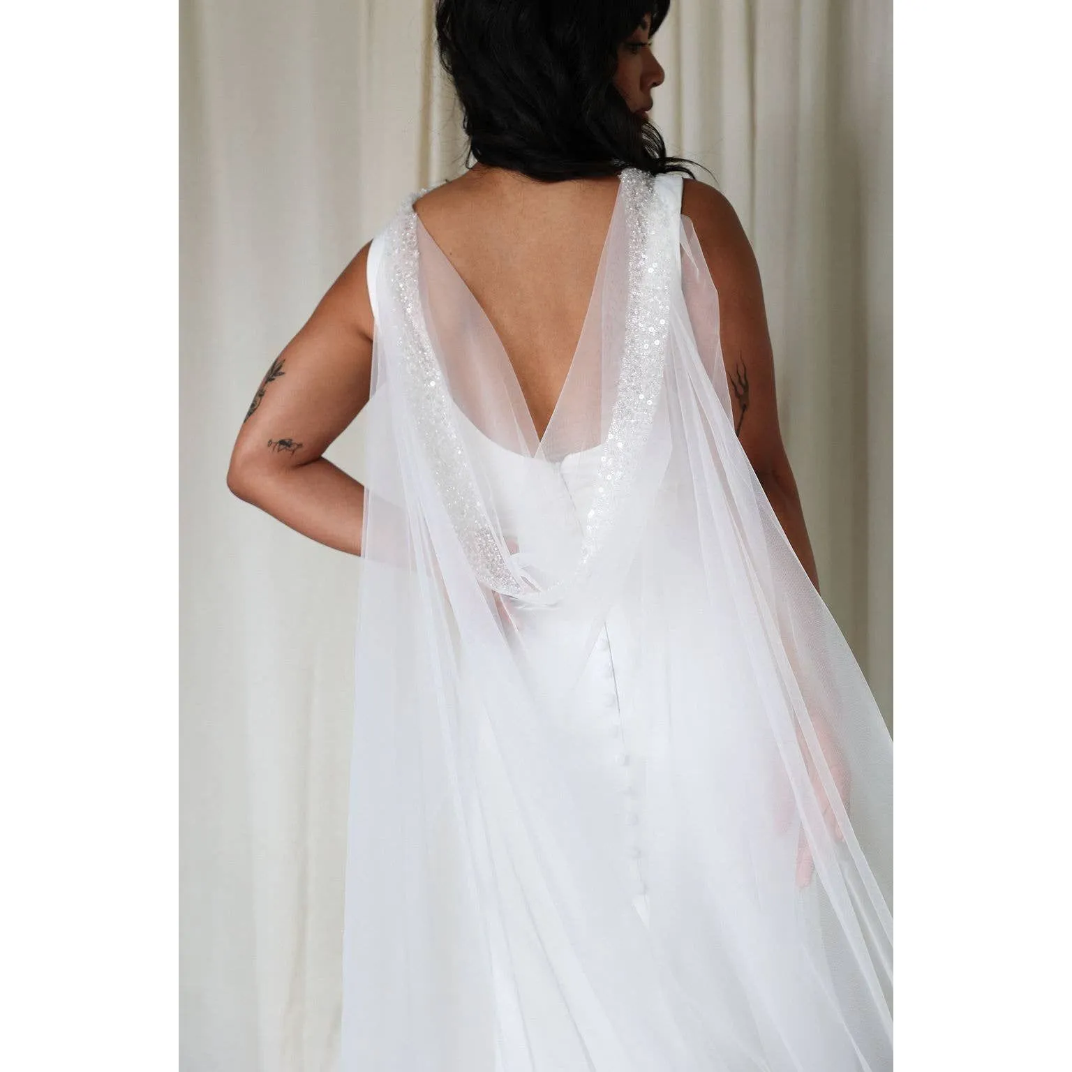 Petite Mariee Boutique - Este Sequin Bridal Cape