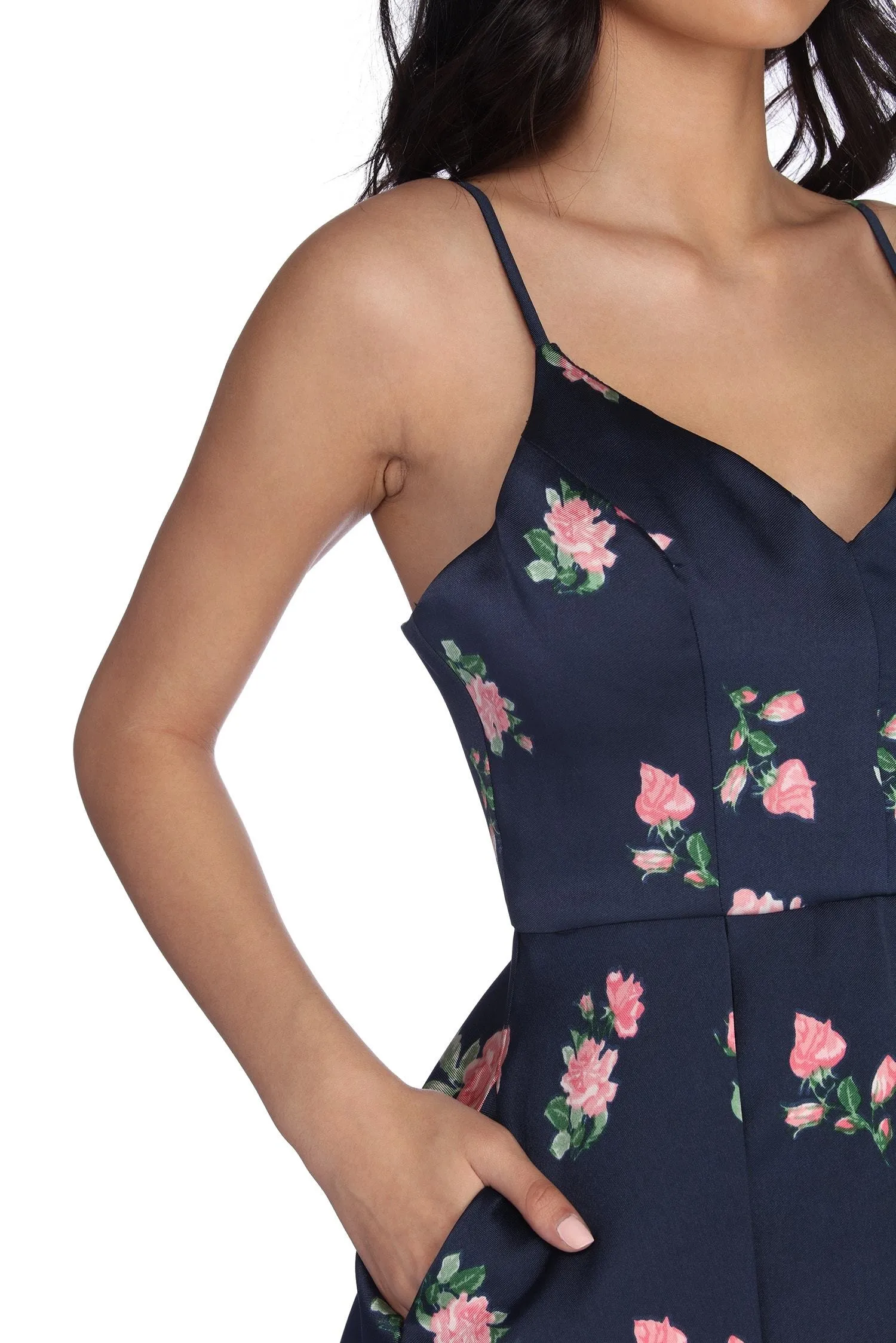 Pia Satin Stylish Floral Party Dress