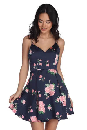 Pia Satin Stylish Floral Party Dress