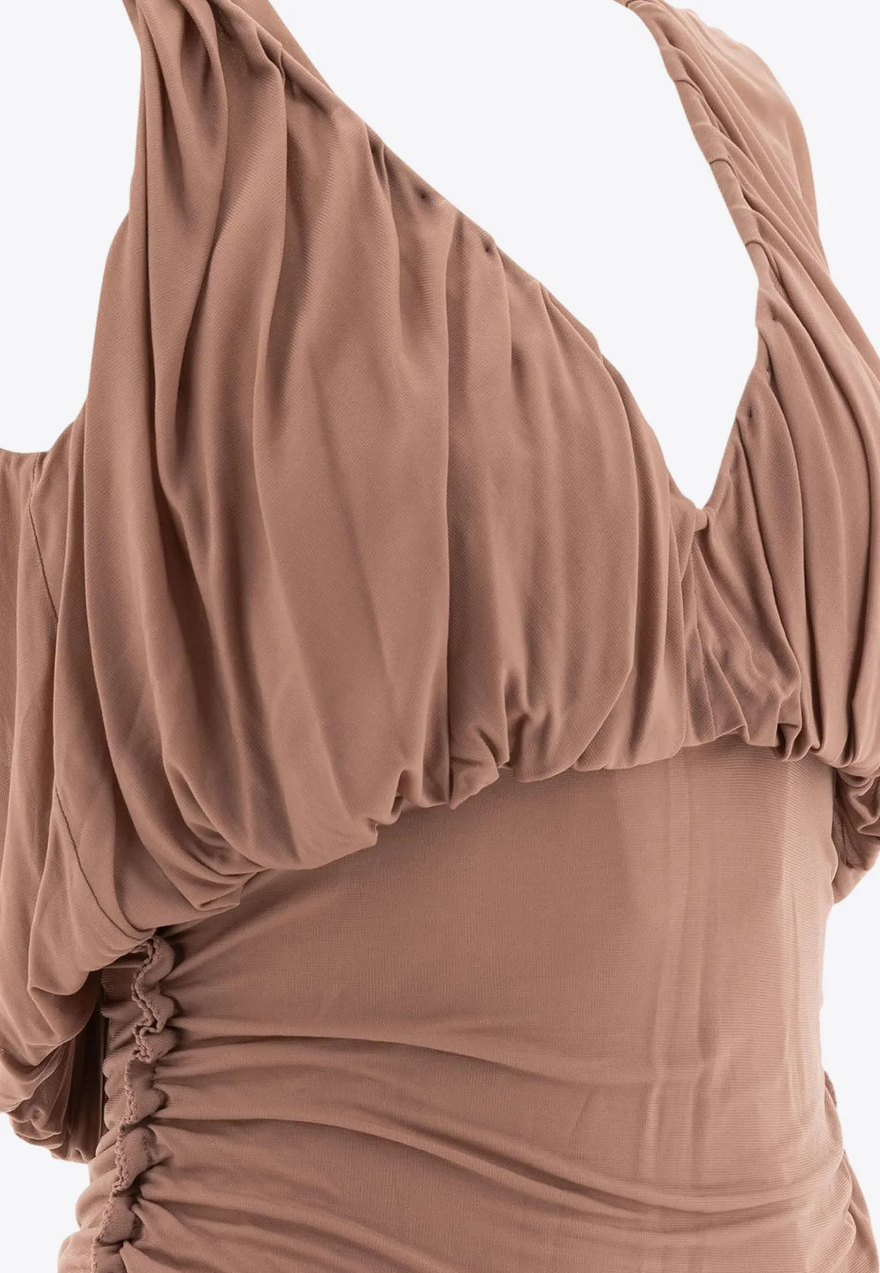 Plunged-Neck Mini Sheath Dress