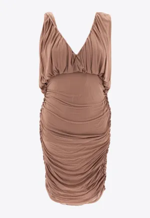 Plunged-Neck Mini Sheath Dress