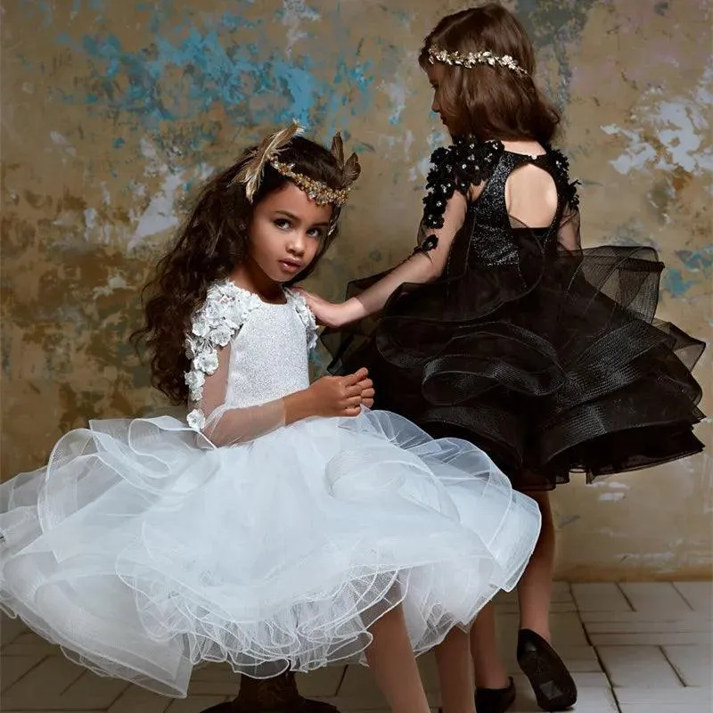 Polka Dot Puffy Pink Flower Girl Dress