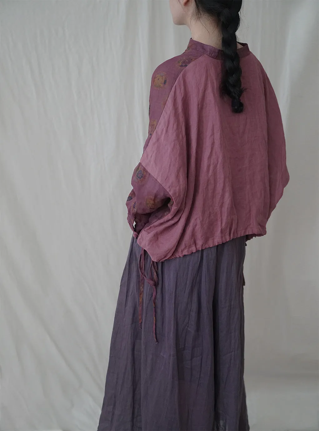 Purple Floral Cheongsam Qipao Top
