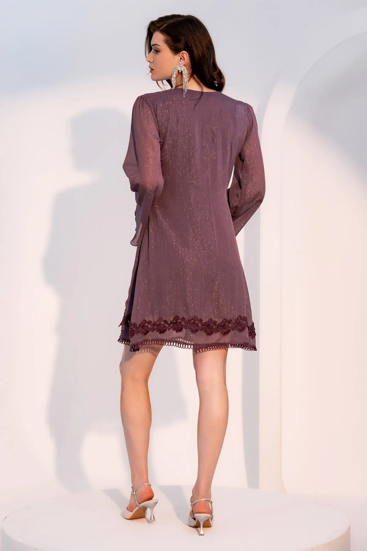 Purple Lace Embellished Dress