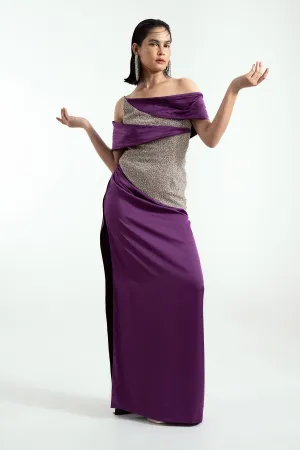 Purple Off Shoulder Maxi Dress