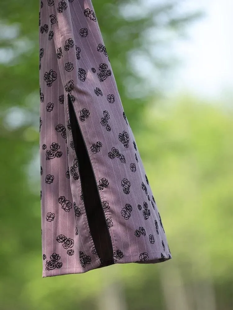 Purple Sleeveless New Chinese Style Improved Qipao Vintage Floral Elegant Slim