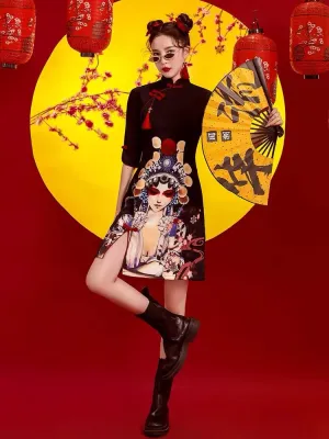 Qipao Cheongsam Dress-Beijing Opera