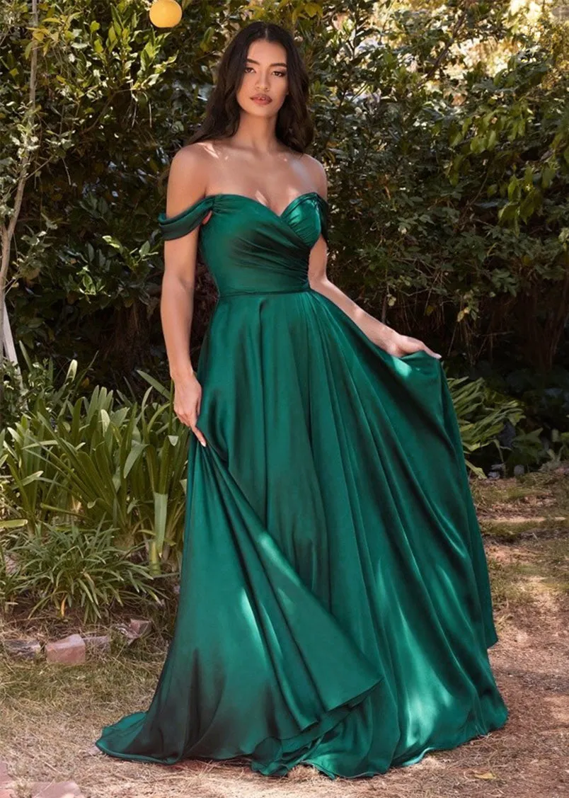 Sakura Off Shoulder Satin Maxi Dress Black
