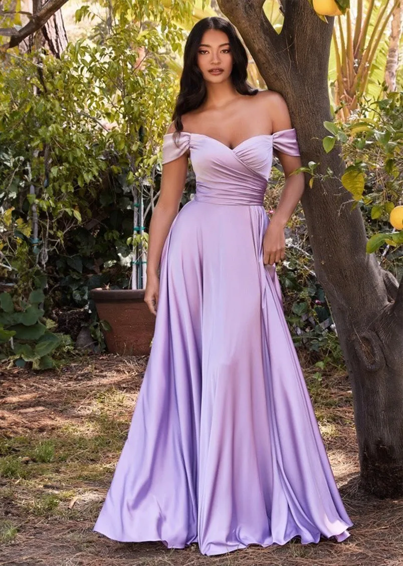 Sakura Off Shoulder Satin Maxi Dress Black