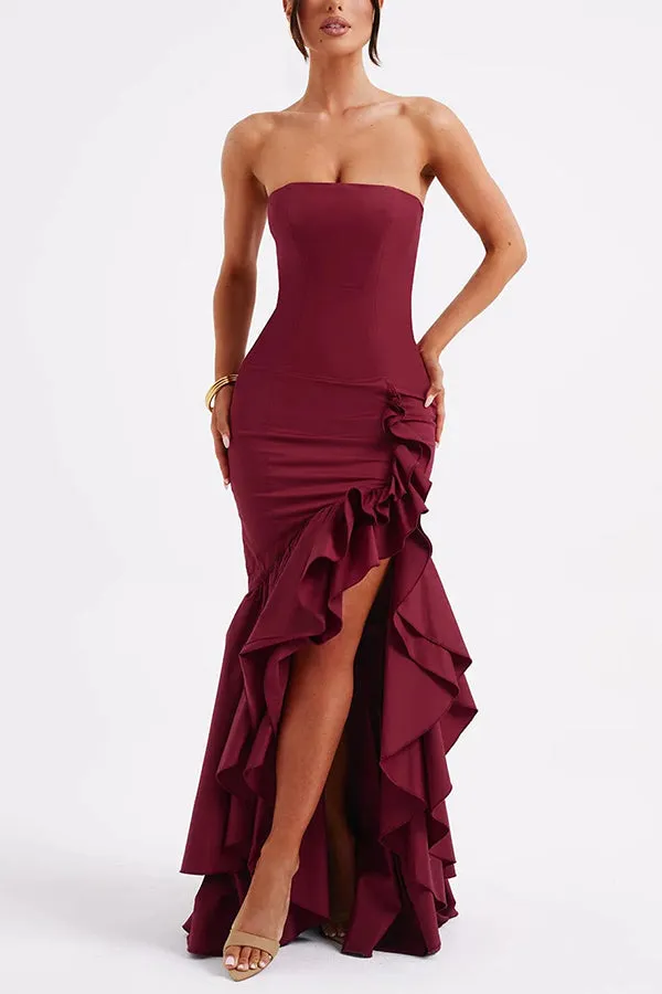 Sexy Off-shoulder Slim Fit Irregular Hem Maxi Dress