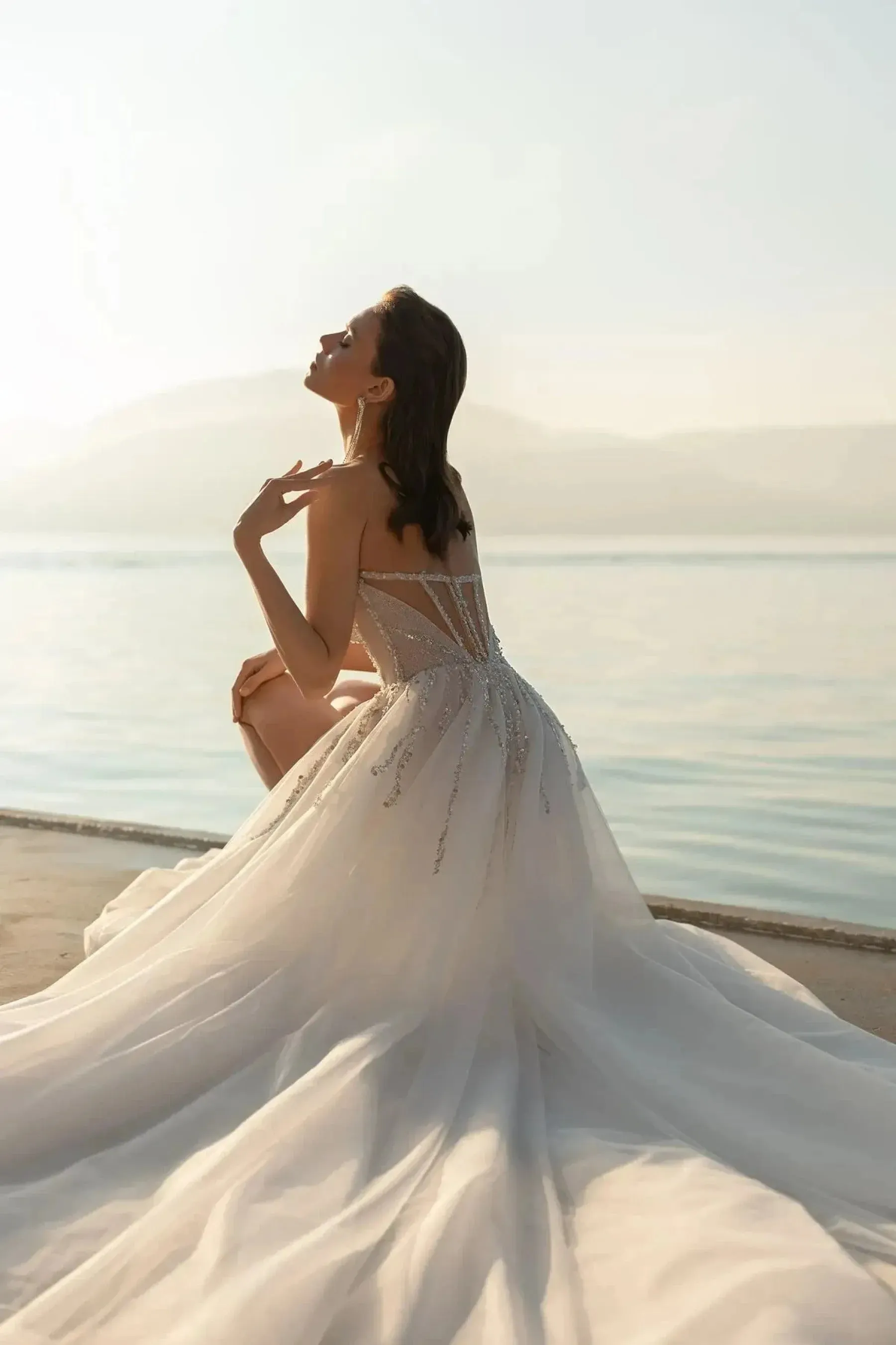Sexy Sweetheart Wedding Dresses Detachable Sleeve Split Sparkle Beach 2 In 1 Bride Gowns Backless Train Robe De Mariée