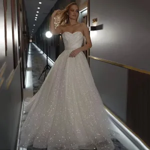 Shiny Glitter Wedding Dress 2024 Sweetheart Lace Up Back Bride Dresses Princess Wedding Gowns Plus Size Custom Made Casamento