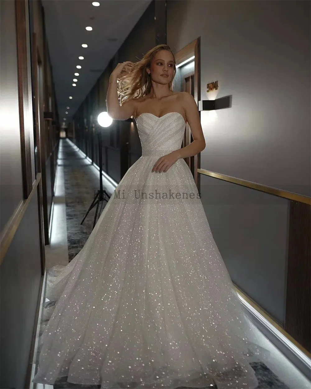 Shiny Glitter Wedding Dress 2024 Sweetheart Lace Up Back Bride Dresses Princess Wedding Gowns Plus Size Custom Made Casamento