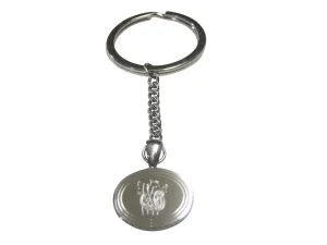 Silver Toned Oval Etched Anatomical Heart Pendant Keychain