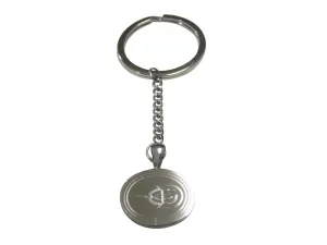Silver Toned Oval Etched Horseshoe Crab Pendant Keychain