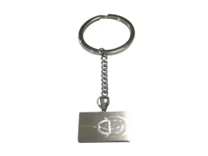 Silver Toned Rectangular Etched Horseshoe Crab Pendant Keychain