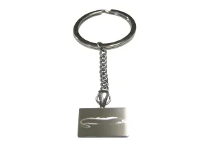 Silver Toned Rectangular Etched Moray Eel Fish Pendant Keychain
