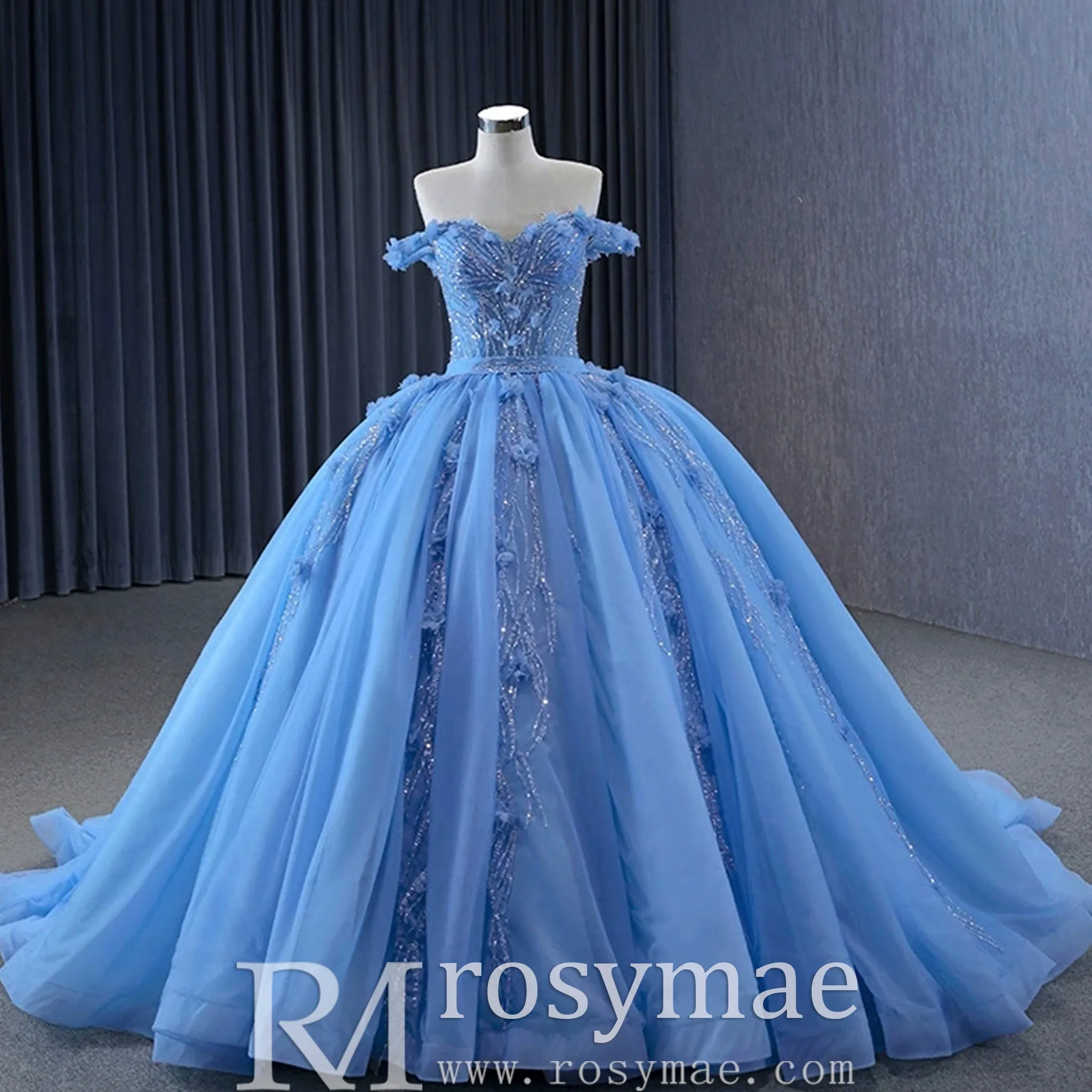 Sky Blue Quinceanera Dress Elegant Ball Gown Evening Party Dresses